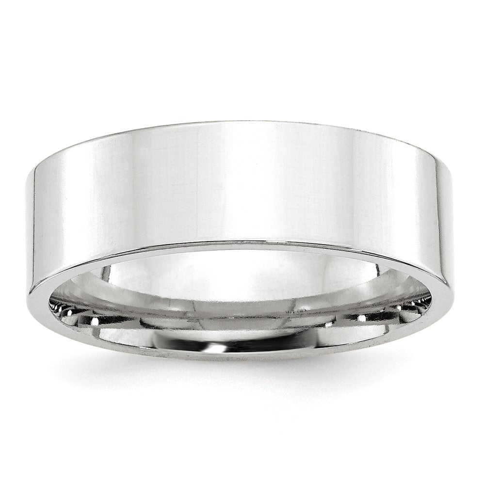 7mm 10K White Gold Flat Comfort Fit Band, Size 8, Item R12370-10KW-08 by The Black Bow Jewelry Co.