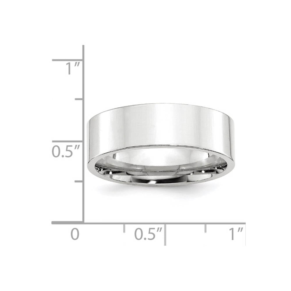 Alternate view of the 7mm 10K White Gold Flat Comfort Fit Band, Size 4 by The Black Bow Jewelry Co.