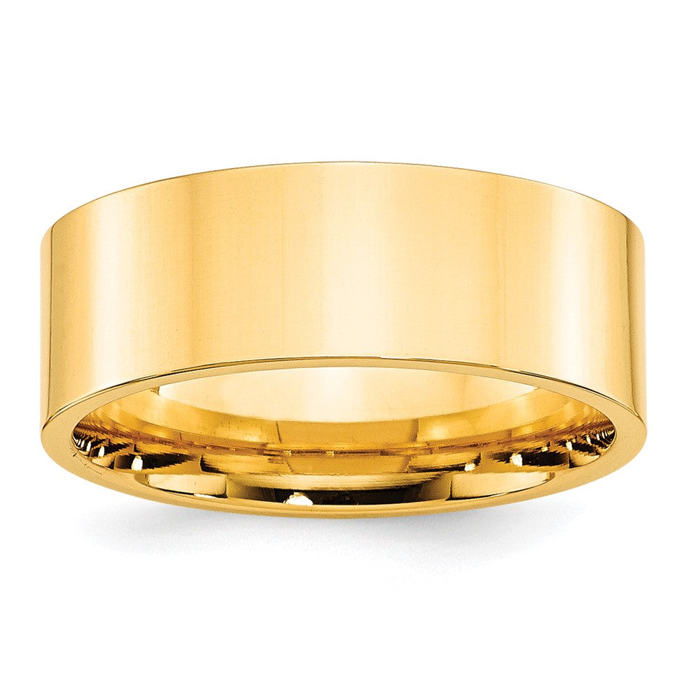 Alternate view of the 8mm 10K White or Yellow Gold Flat Comfort Fit Band by The Black Bow Jewelry Co.