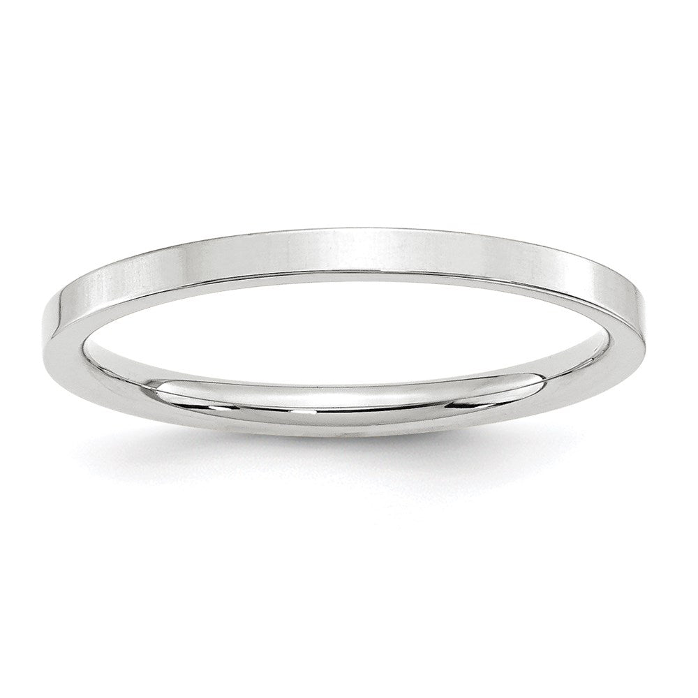 2mm 14K White Gold Flat Comfort Fit Band, Size 12, Item R12374-14KW-12 by The Black Bow Jewelry Co.