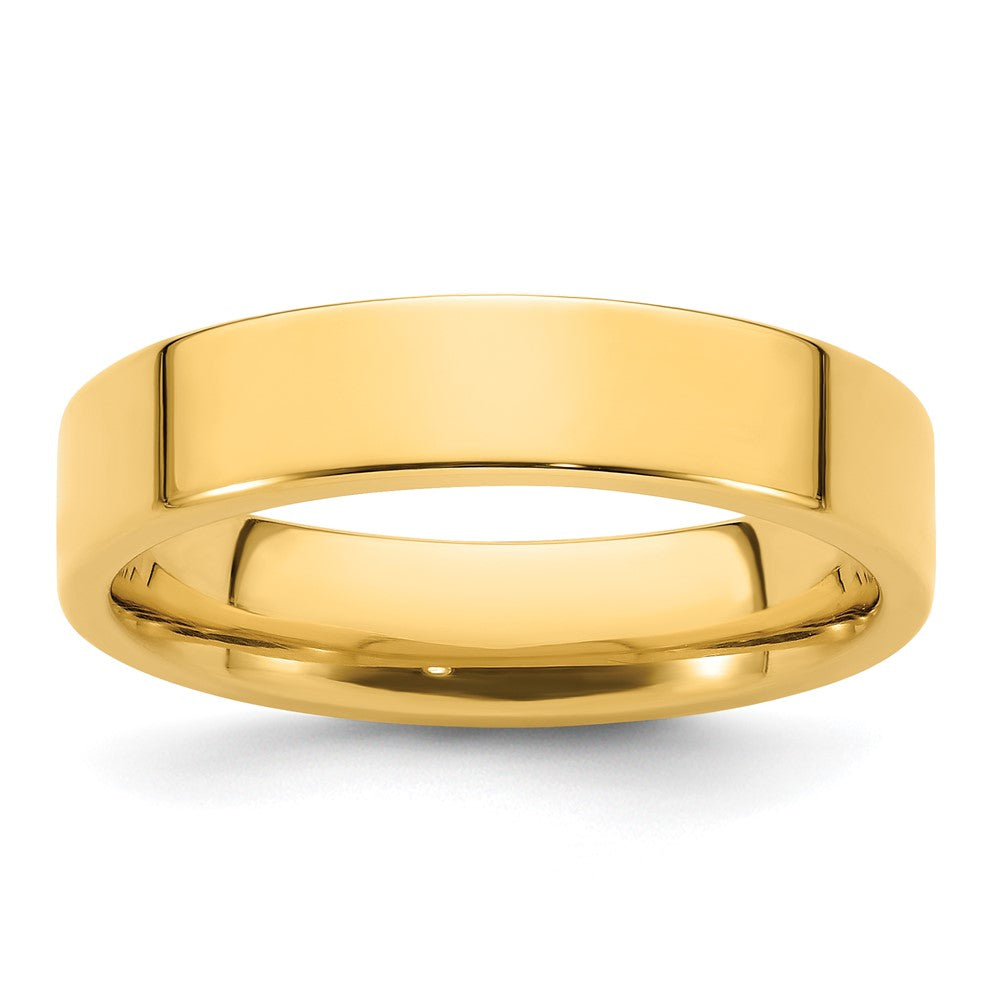 Alternate view of the 5mm 14K White or Yellow Gold Flat Comfort Fit Band by The Black Bow Jewelry Co.