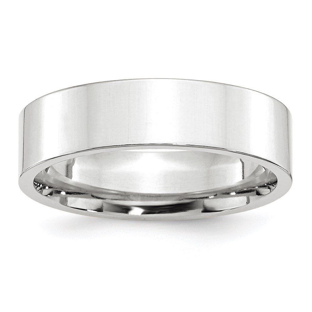 6mm 14K White Gold Flat Comfort Fit Band, Size 5.5, Item R12379-14KW-055 by The Black Bow Jewelry Co.