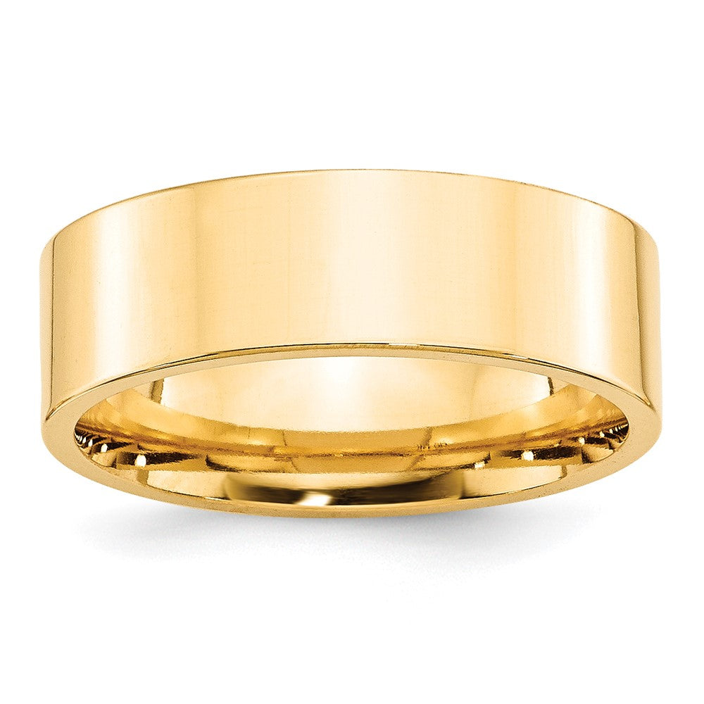 Alternate view of the 7mm 14K White or Yellow Gold Flat Comfort Fit Band by The Black Bow Jewelry Co.