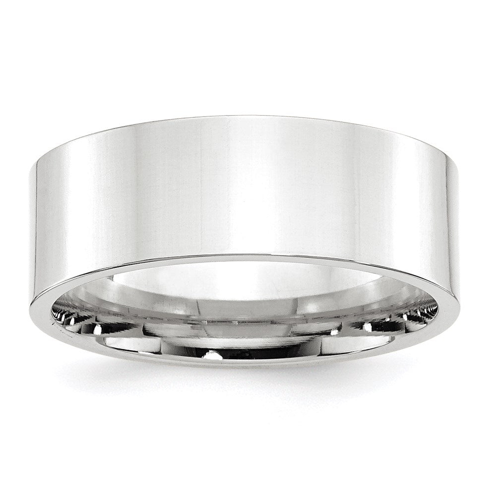 8mm 14K White Gold Flat Comfort Fit Band, Size 5.5, Item R12381-14KW-055 by The Black Bow Jewelry Co.
