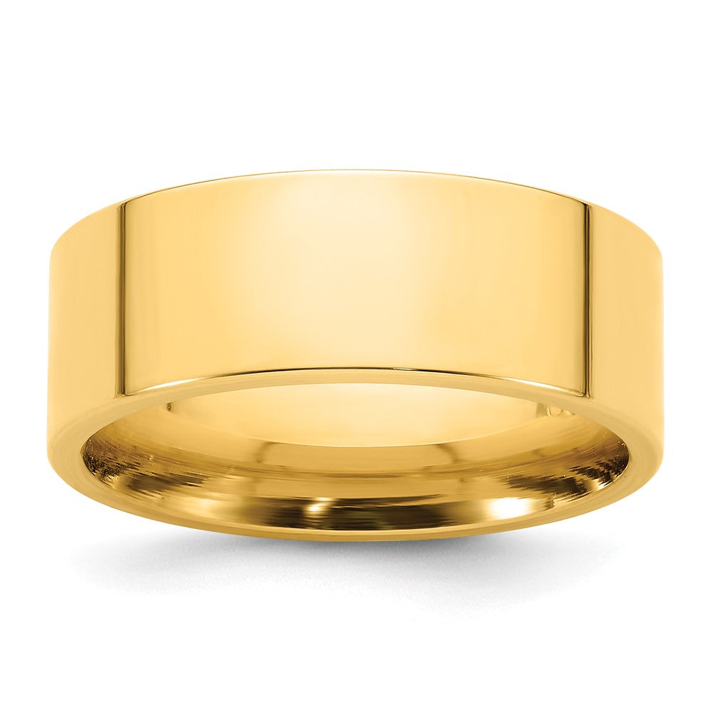 Alternate view of the 8mm 14K White or Yellow Gold Flat Comfort Fit Band by The Black Bow Jewelry Co.