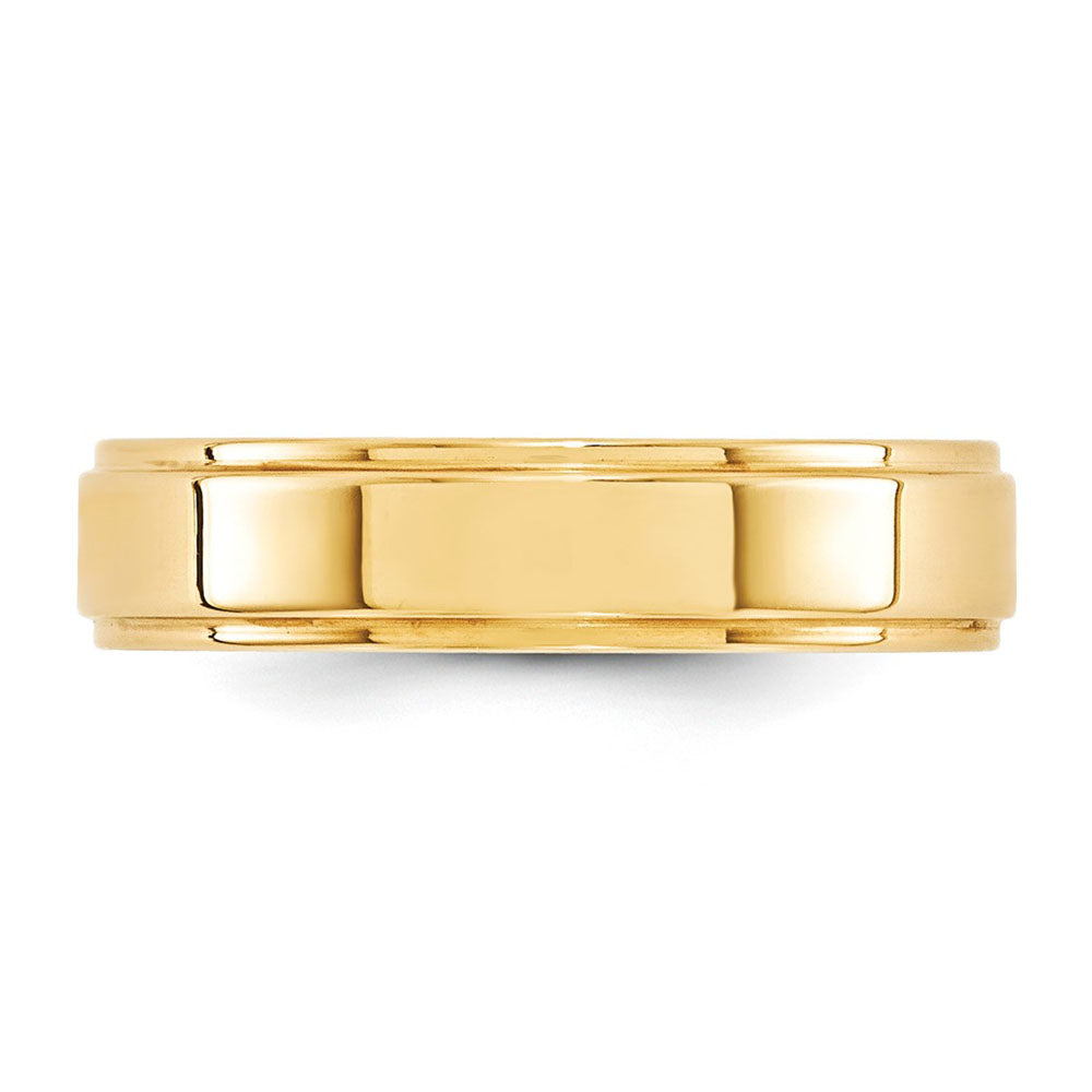 Alternate view of the 5mm 10K Yellow Gold Flat Ridged Edge Standard Fit Band, Size 4 by The Black Bow Jewelry Co.