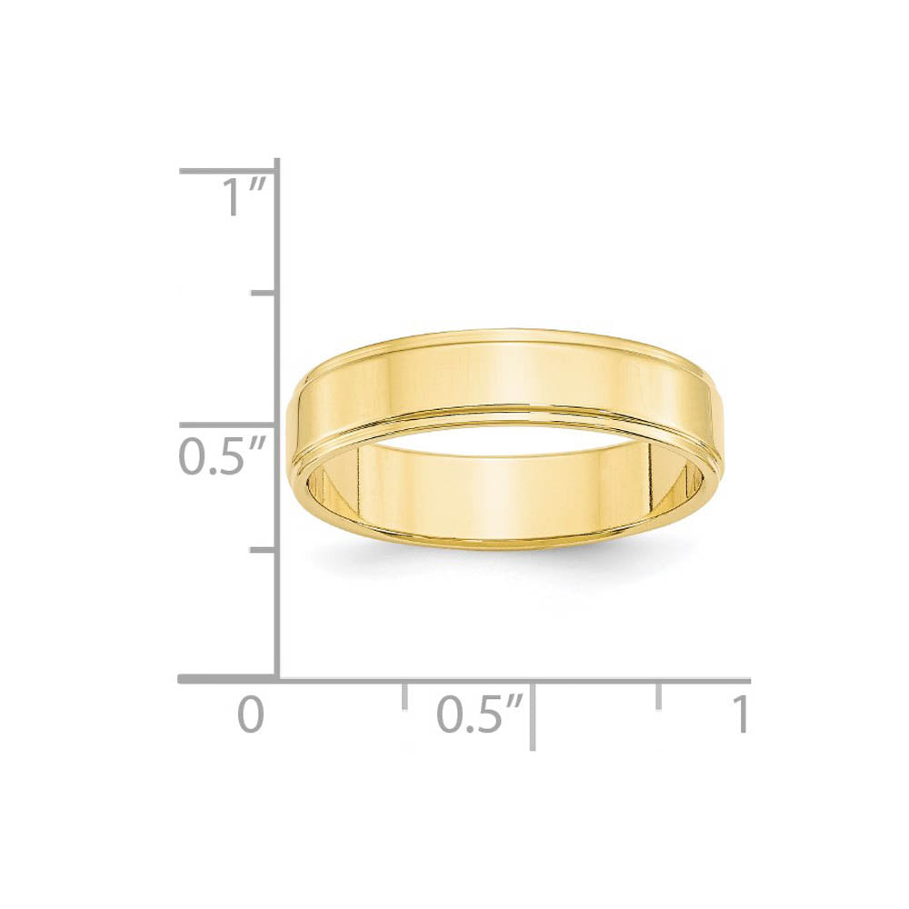 Alternate view of the 5mm 10K Yellow Gold Flat Ridged Edge Standard Fit Band, Size 4 by The Black Bow Jewelry Co.