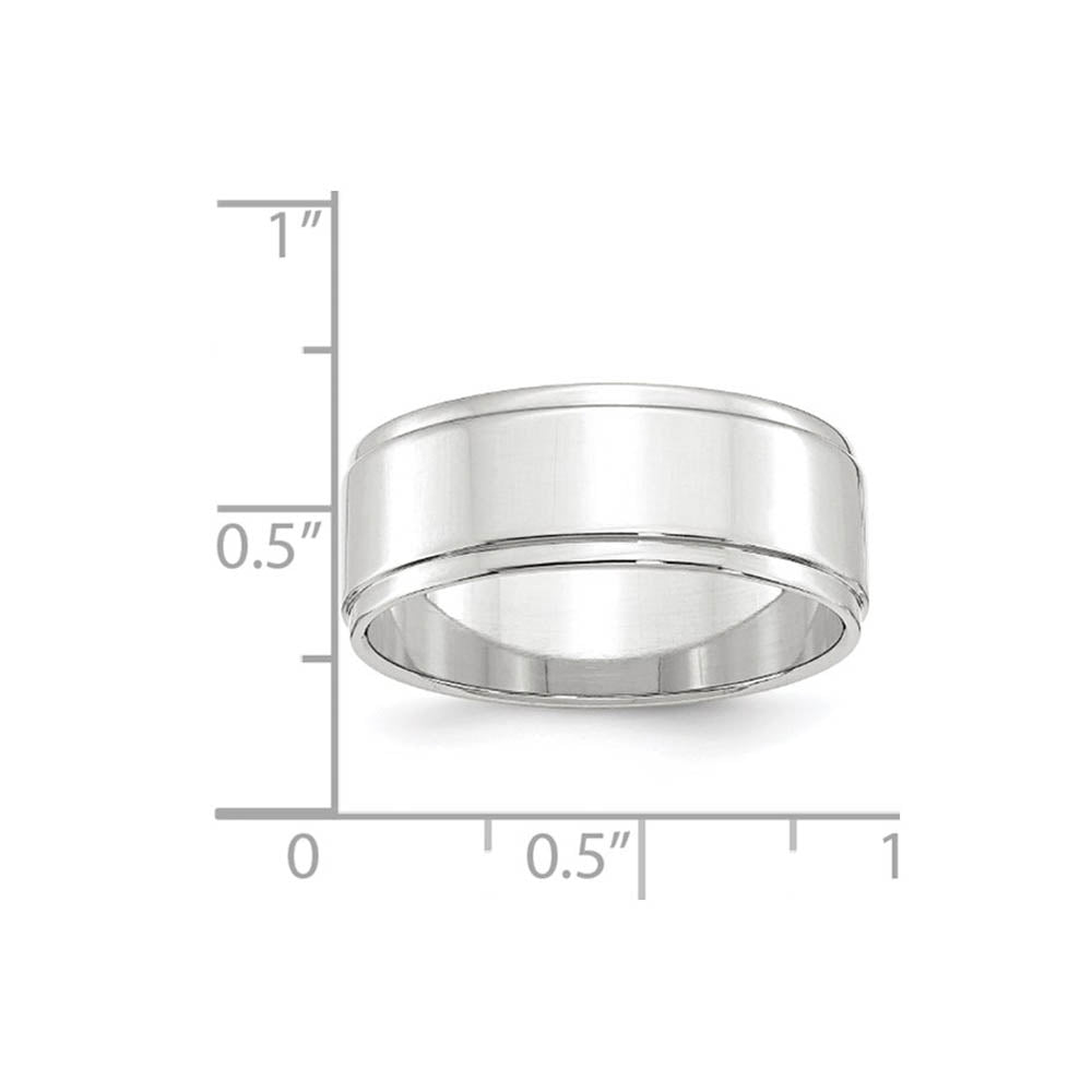 Alternate view of the 8mm 10K White Gold Flat Ridged Edge Standard Fit Band, Size 5 by The Black Bow Jewelry Co.
