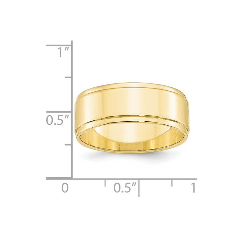 Alternate view of the 8mm 10K Yellow Gold Flat Ridged Edge Standard Fit Band, Size 5 by The Black Bow Jewelry Co.