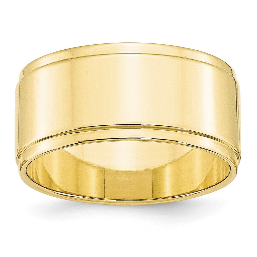 Alternate view of the 10mm 10K White or Yellow Gold Flat Ridged Edge Standard Fit Band by The Black Bow Jewelry Co.