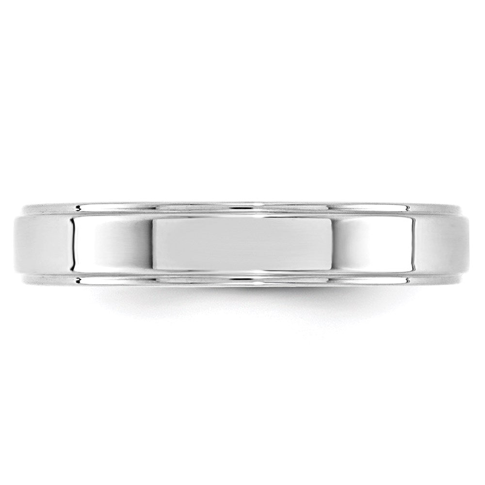 Alternate view of the 4mm 14K White Gold Flat Ridged Edge Standard Fit Band, Size 4 by The Black Bow Jewelry Co.