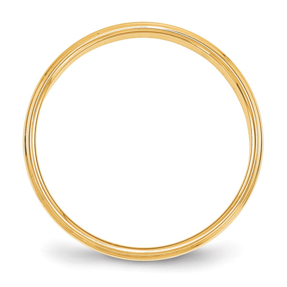 Alternate view of the 4mm 14K Yellow Gold Flat Ridged Edge Standard Fit Band, Size 4 by The Black Bow Jewelry Co.