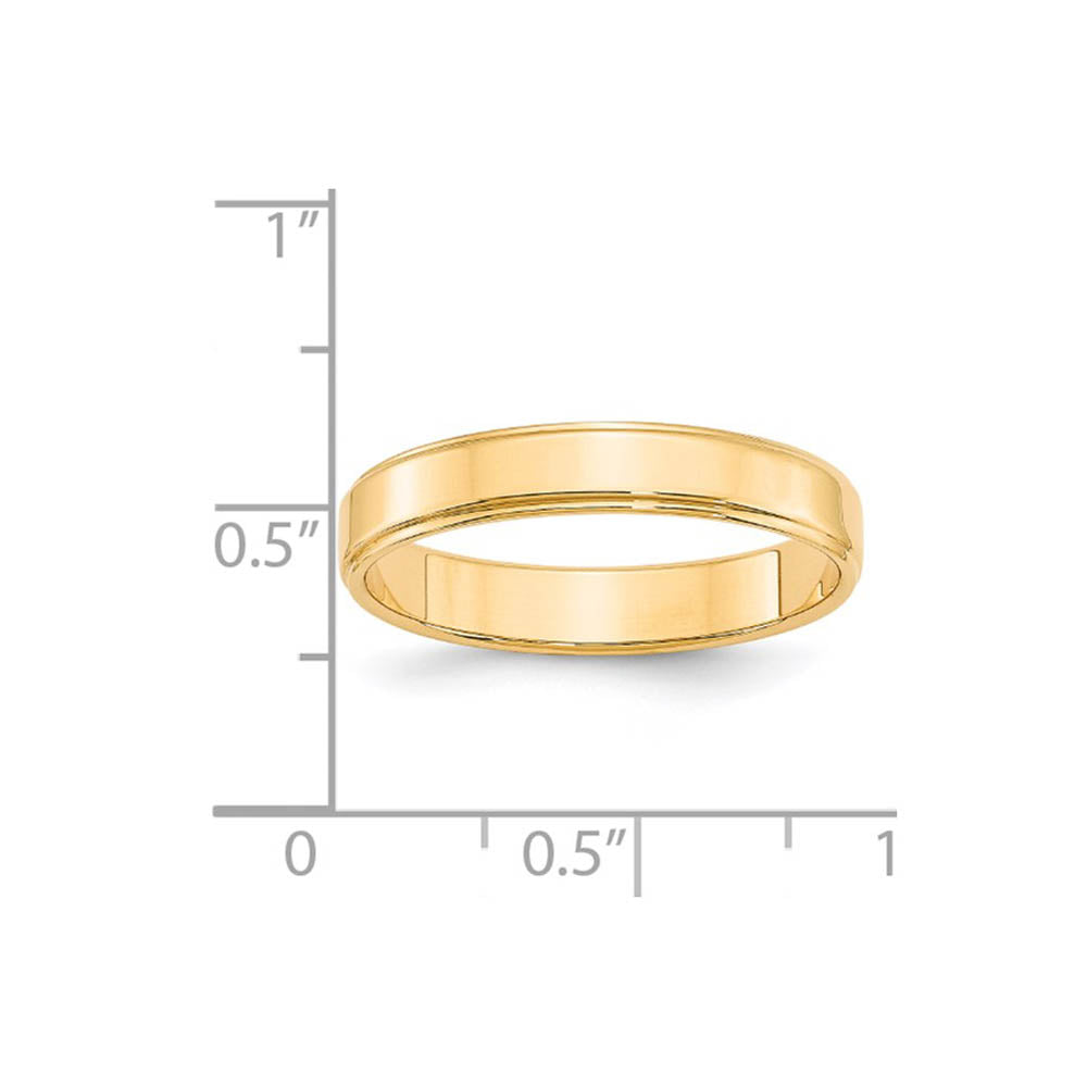 Alternate view of the 4mm 14K Yellow Gold Flat Ridged Edge Standard Fit Band, Size 4 by The Black Bow Jewelry Co.