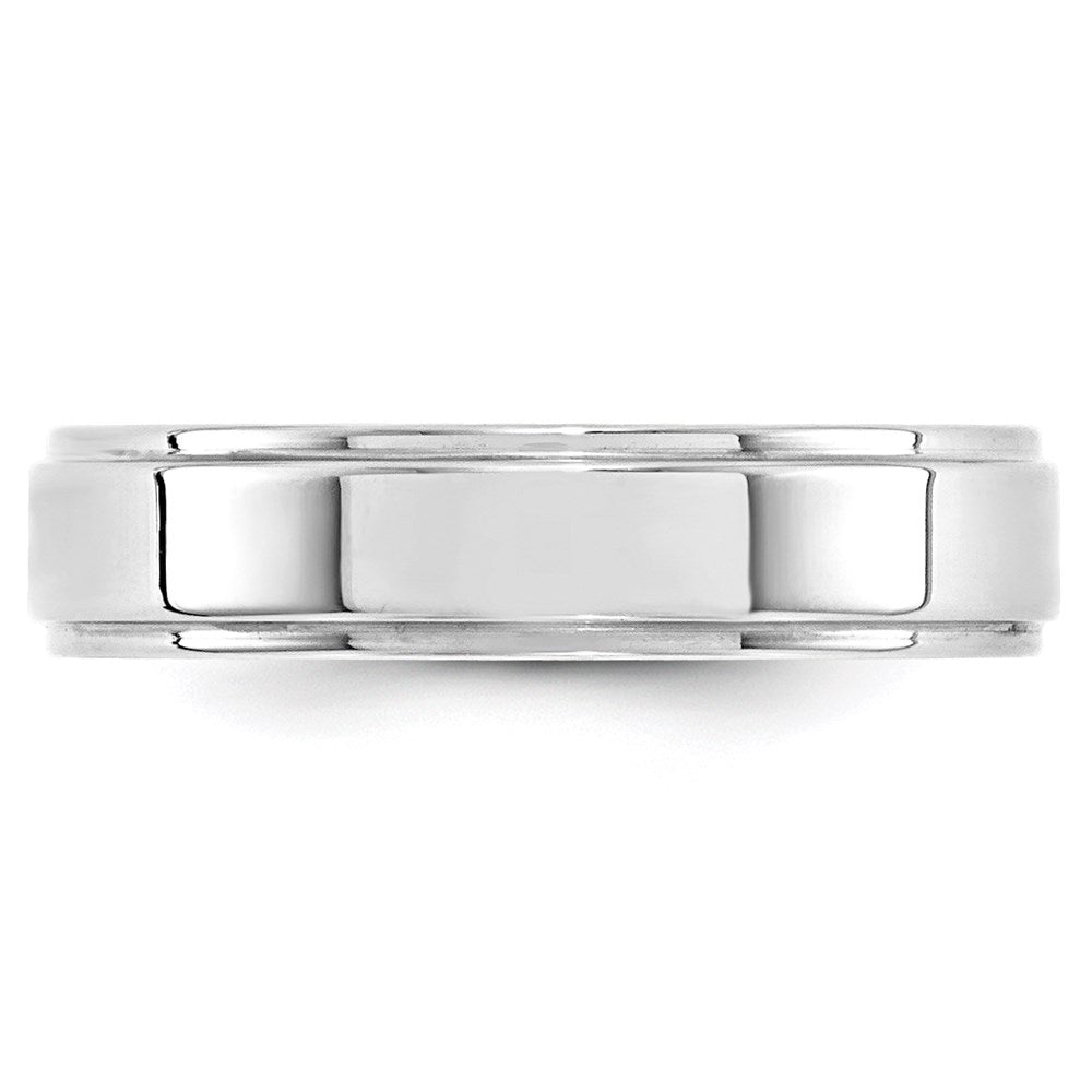 Alternate view of the 5mm 14K White Gold Flat Ridged Edge Standard Fit Band, Size 4 by The Black Bow Jewelry Co.