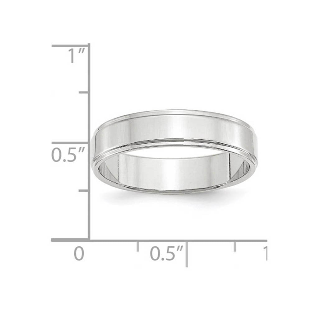 Alternate view of the 5mm 14K White Gold Flat Ridged Edge Standard Fit Band, Size 4 by The Black Bow Jewelry Co.