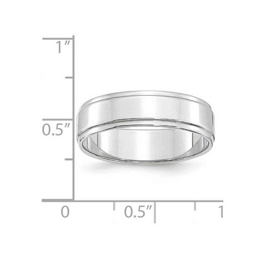 Alternate view of the 6mm 14K White Gold Flat Ridged Edge Standard Fit Band, Size 4 by The Black Bow Jewelry Co.