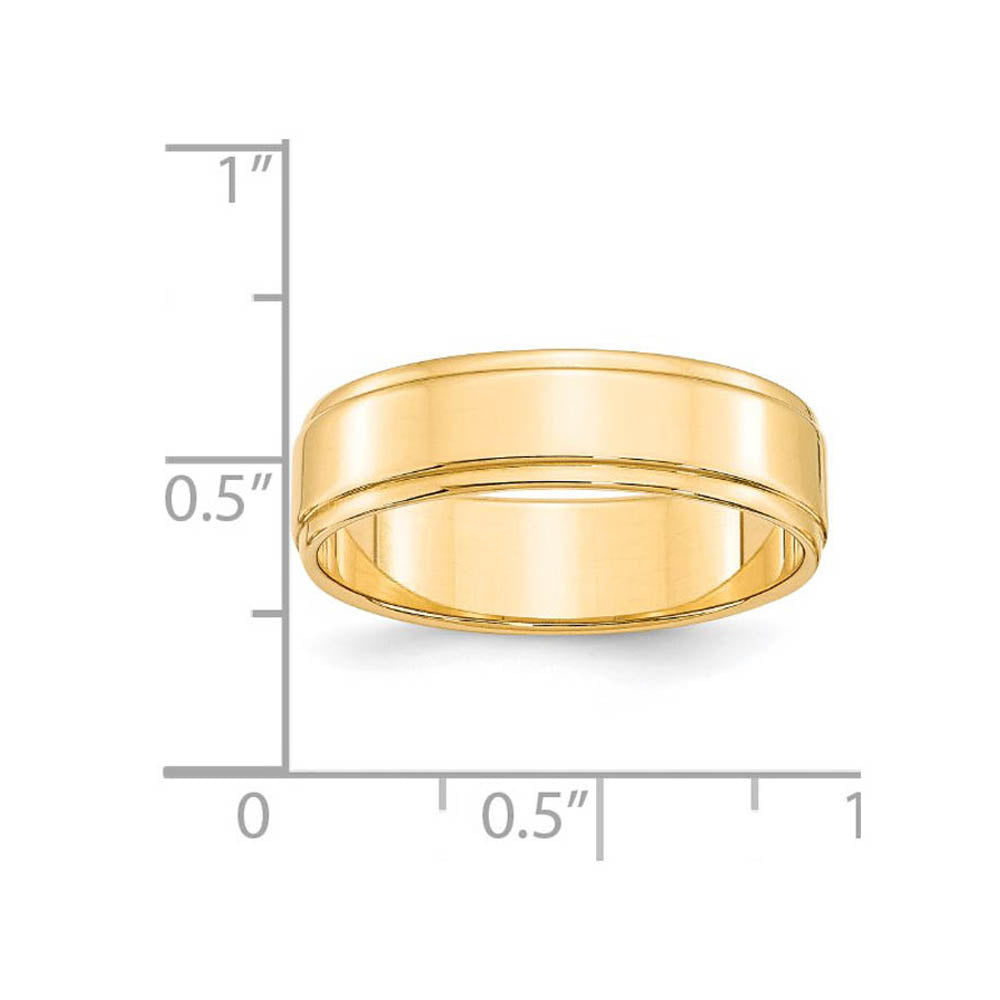 Alternate view of the 6mm 14K Yellow Gold Flat Ridged Edge Standard Fit Band, Size 4 by The Black Bow Jewelry Co.