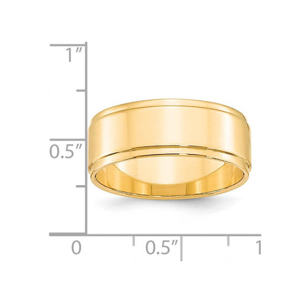 Alternate view of the 8mm 14K Yellow Gold Flat Ridged Edge Standard Fit Band, Size 5 by The Black Bow Jewelry Co.