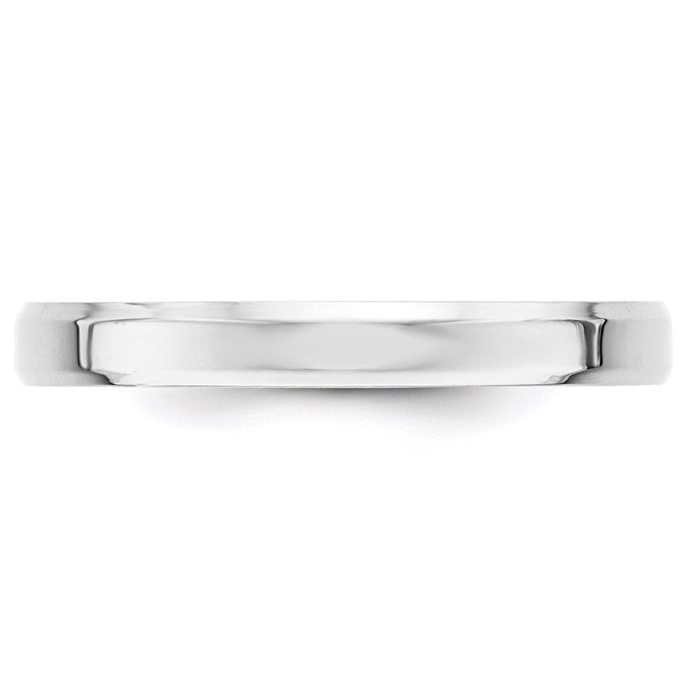 Alternate view of the 3mm 10K White Gold Beveled Edge Comfort Fit Band, Size 4 by The Black Bow Jewelry Co.