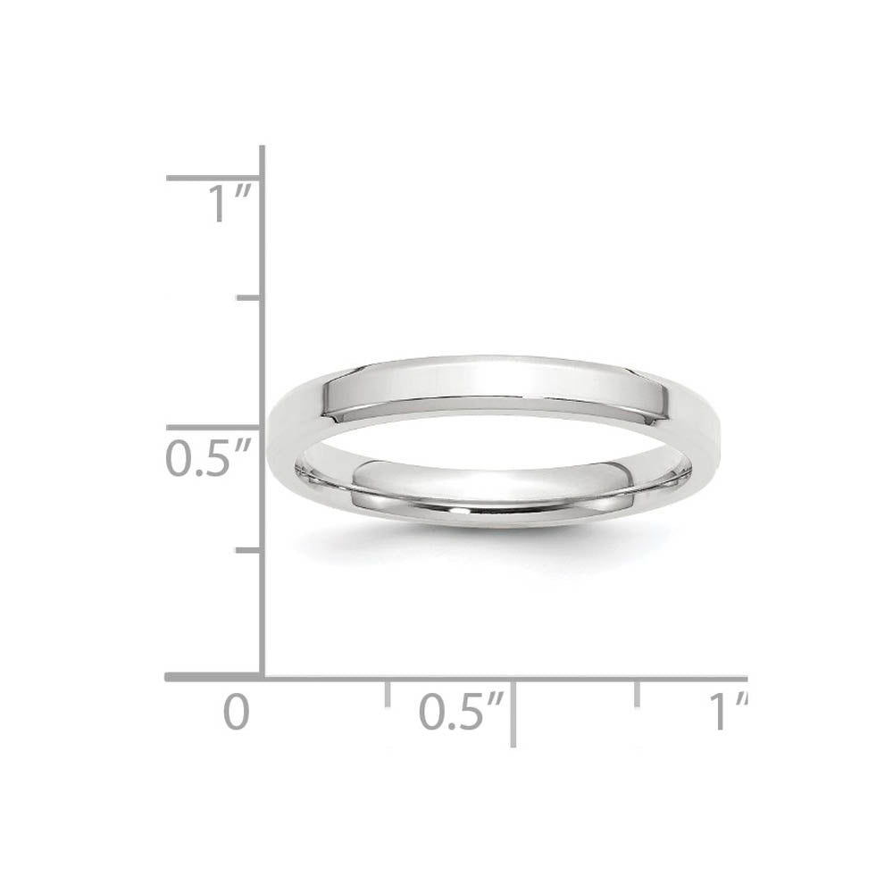 Alternate view of the 3mm 10K White Gold Beveled Edge Comfort Fit Band, Size 4 by The Black Bow Jewelry Co.