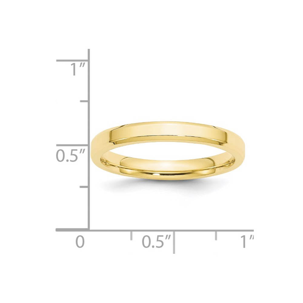 Alternate view of the 3mm 10K Yellow Gold Beveled Edge Comfort Fit Band, Size 4 by The Black Bow Jewelry Co.