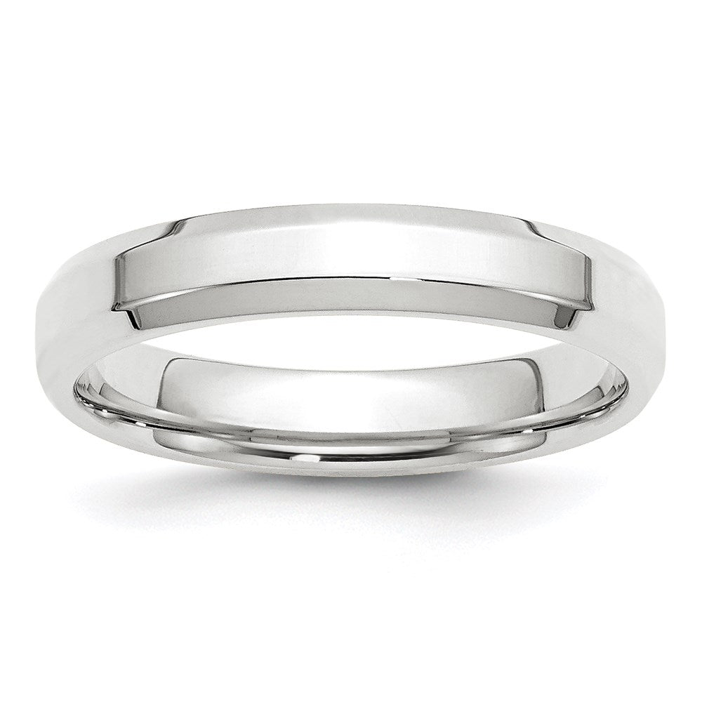 4mm 10K White Gold Beveled Edge Comfort Fit Band, Size 4, Item R12395-10KW-04 by The Black Bow Jewelry Co.