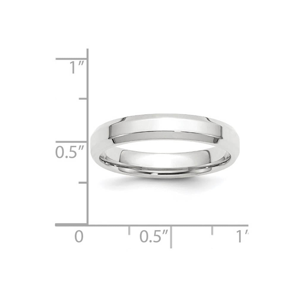 Alternate view of the 4mm 10K White Gold Beveled Edge Comfort Fit Band, Size 4 by The Black Bow Jewelry Co.