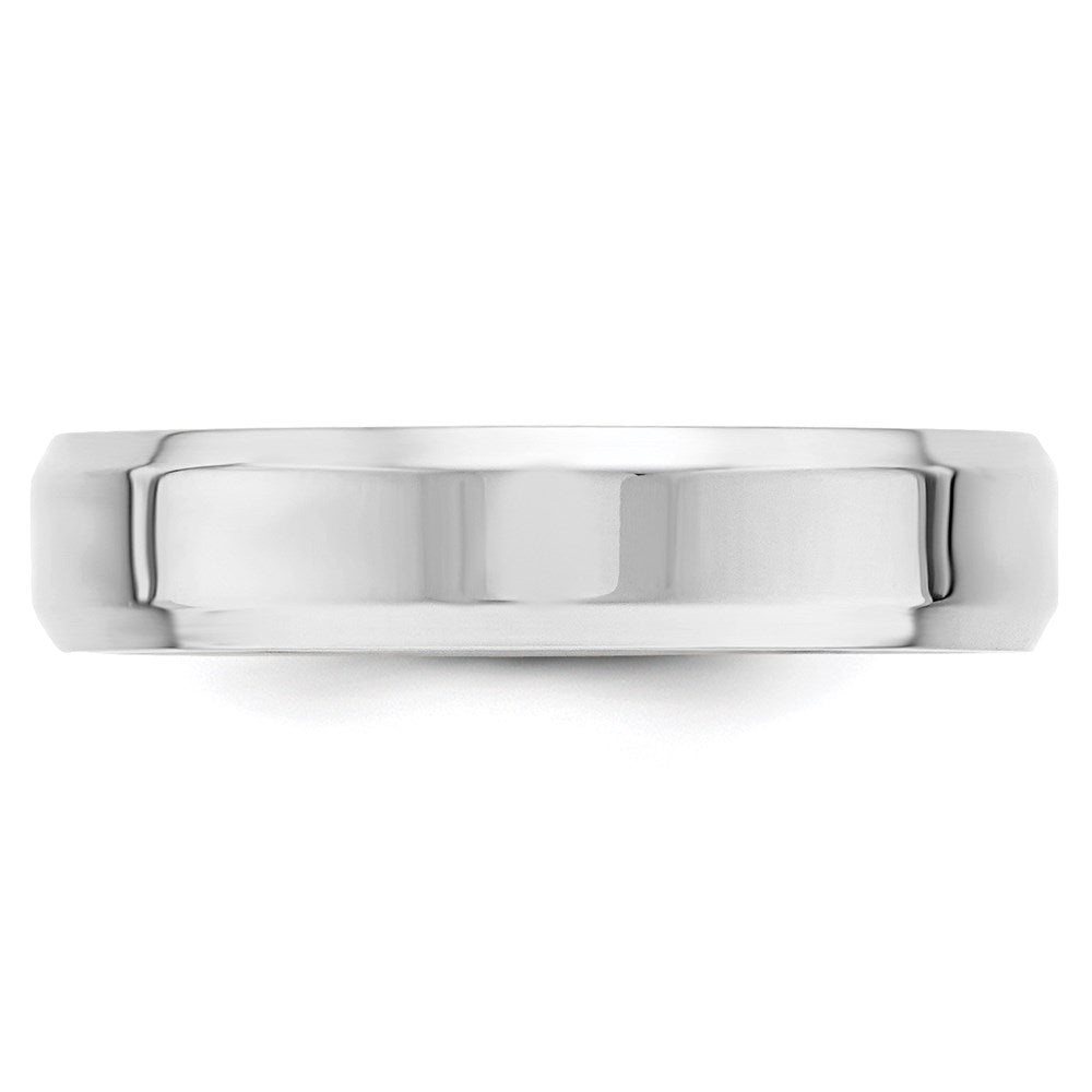 Alternate view of the 5mm 10K White Gold Beveled Edge Comfort Fit Band, Size 4 by The Black Bow Jewelry Co.