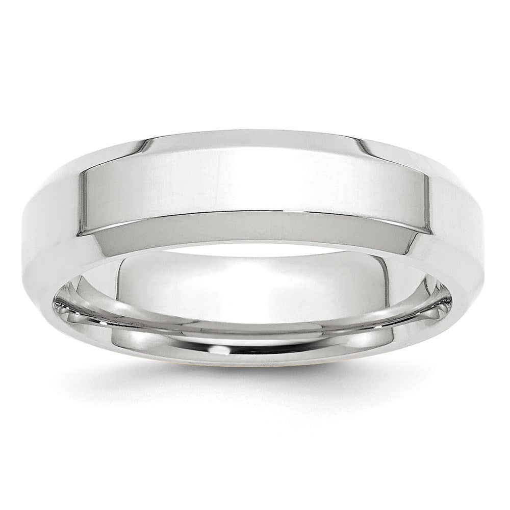 6mm 10K White Gold Beveled Edge Comfort Fit Band, Size 4, Item R12397-10KW-04 by The Black Bow Jewelry Co.