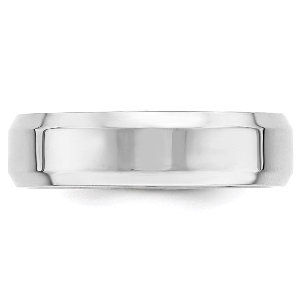 Alternate view of the 6mm 10K White Gold Beveled Edge Comfort Fit Band, Size 4 by The Black Bow Jewelry Co.