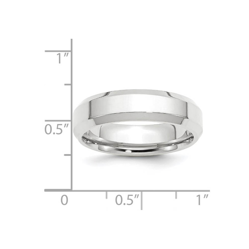 Alternate view of the 6mm 10K White Gold Beveled Edge Comfort Fit Band, Size 4 by The Black Bow Jewelry Co.