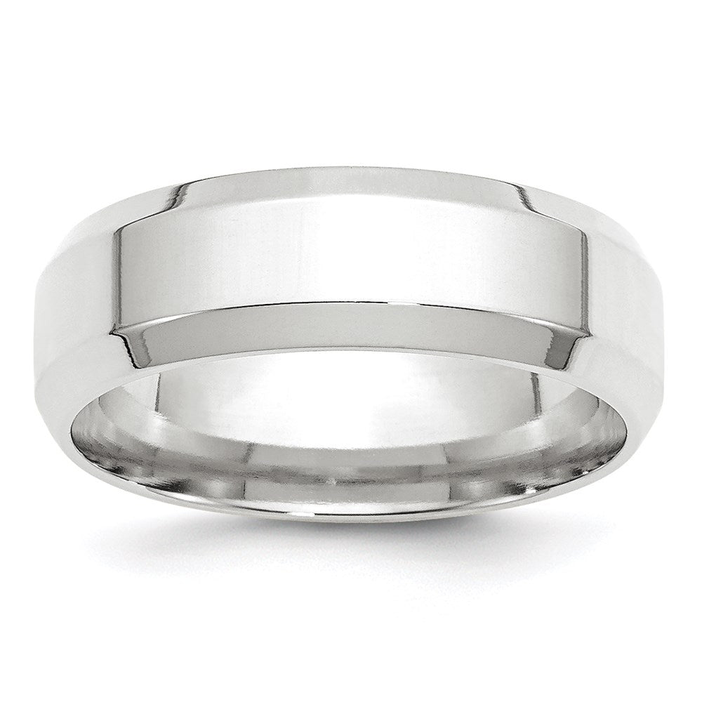 7mm 10K White Gold Beveled Edge Comfort Fit Band, Size 8.5, Item R12398-10KW-085 by The Black Bow Jewelry Co.
