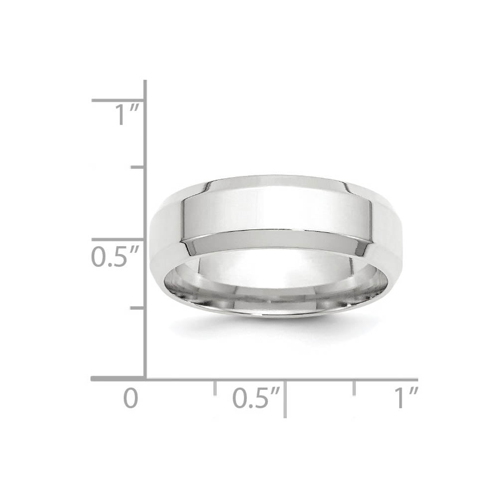 Alternate view of the 7mm 10K White Gold Beveled Edge Comfort Fit Band, Size 5 by The Black Bow Jewelry Co.