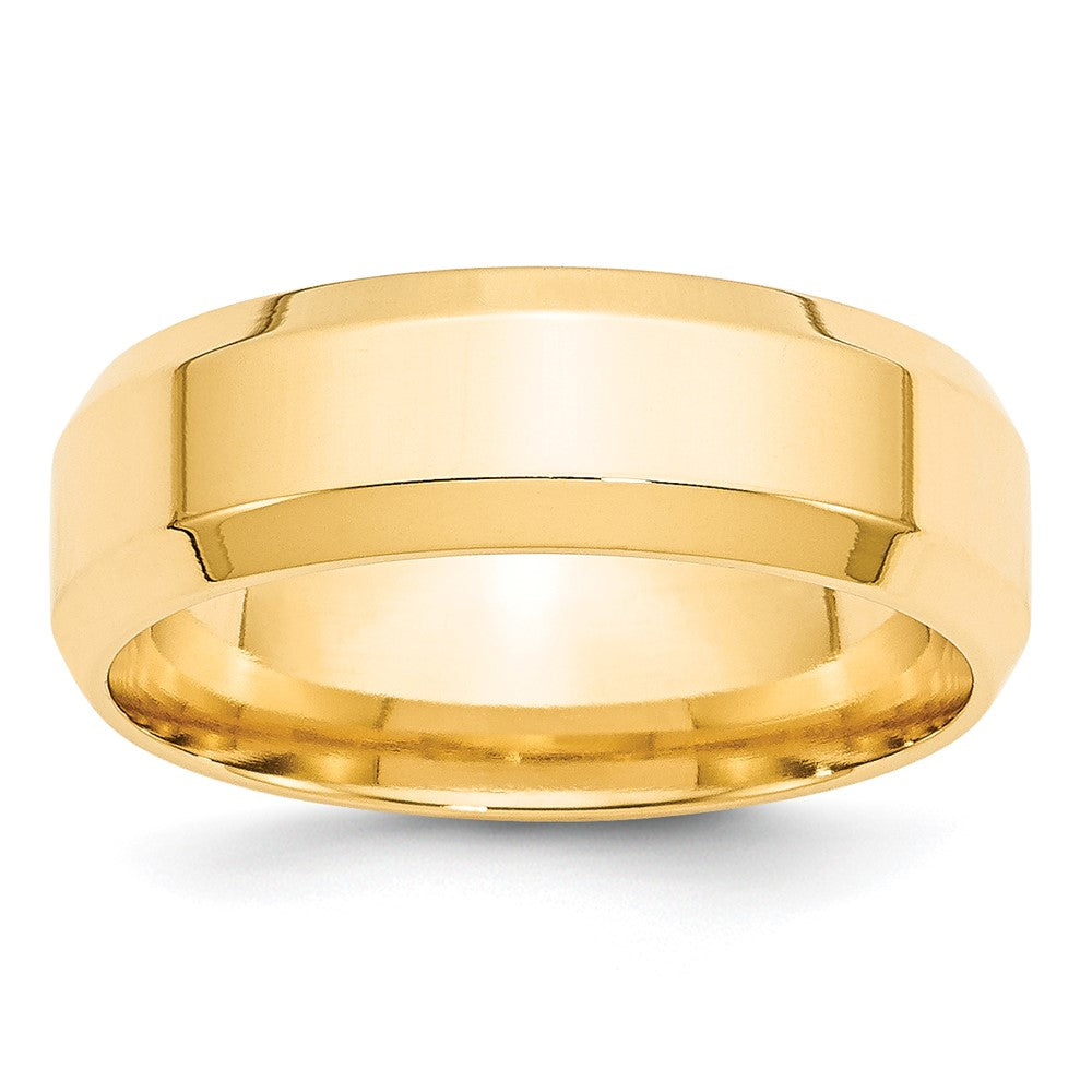 7mm 10K Yellow Gold Beveled Edge Comfort Fit Band, Size 5, Item R12398-10KY-05 by The Black Bow Jewelry Co.