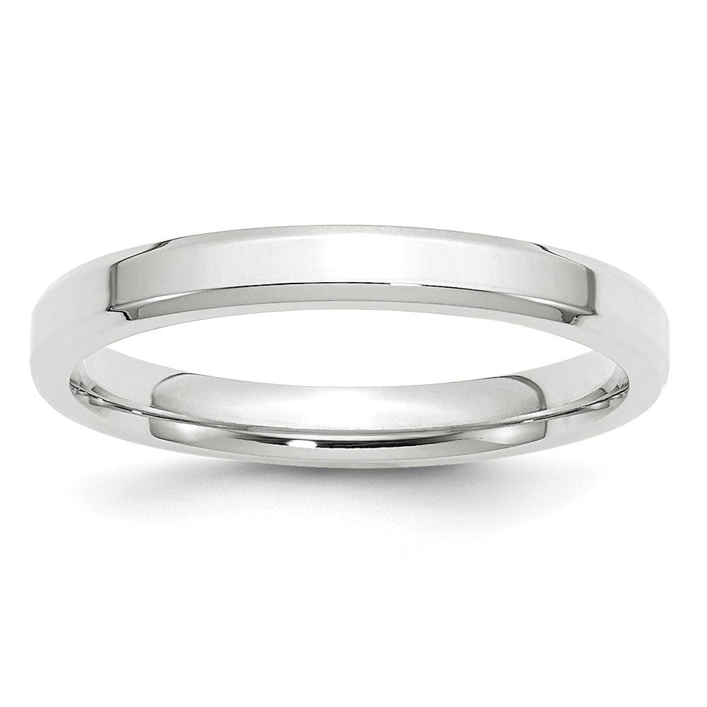3mm 14K White Gold Beveled Edge Comfort Fit Band, Size 6, Item R12400-14KW-06 by The Black Bow Jewelry Co.