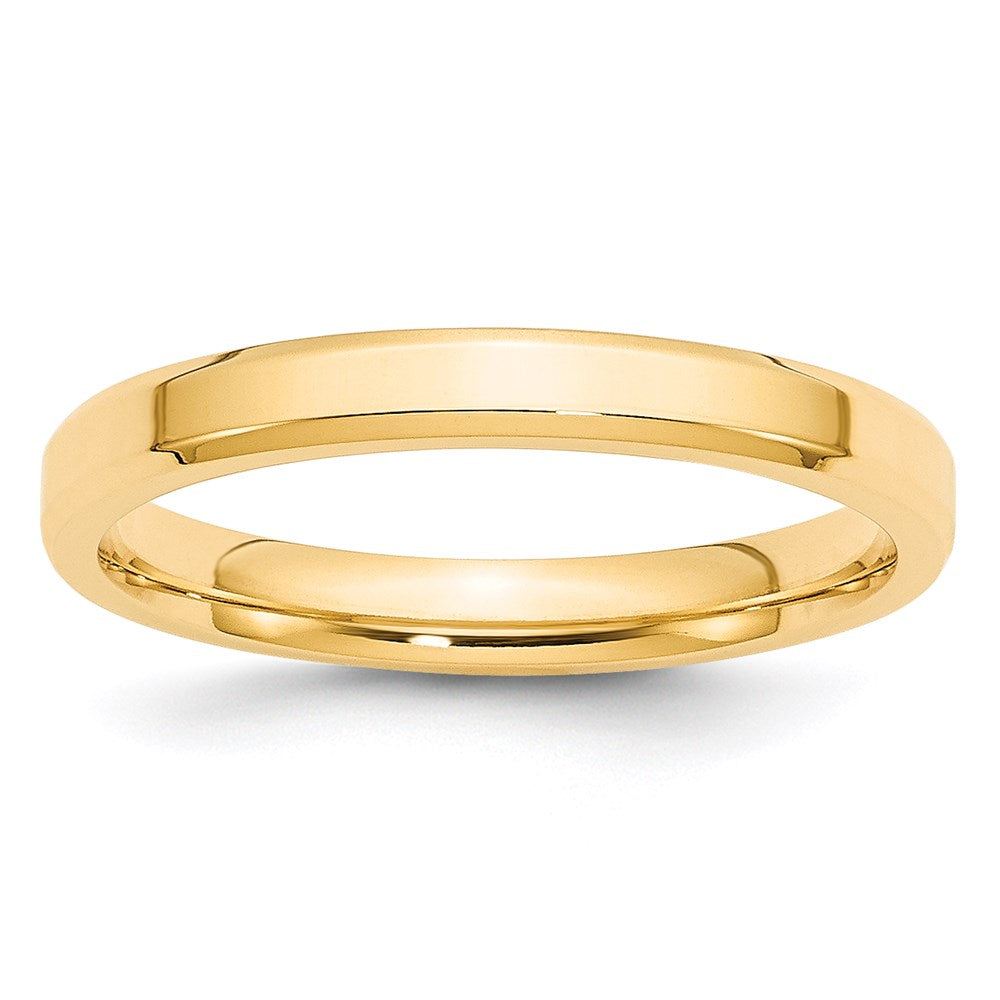 3mm 14K Yellow Gold Beveled Edge Comfort Fit Band, Size 4, Item R12400-14KY-04 by The Black Bow Jewelry Co.