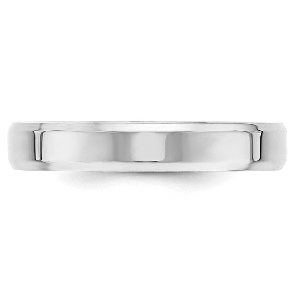 Alternate view of the 4mm 14K White Gold Beveled Edge Comfort Fit Band, Size 4 by The Black Bow Jewelry Co.