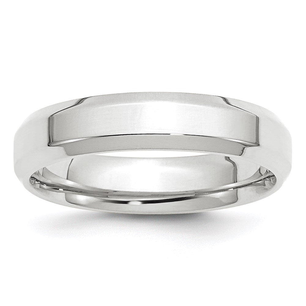 5mm 14K White Gold Beveled Edge Comfort Fit Band, Size 4, Item R12402-14KW-04 by The Black Bow Jewelry Co.