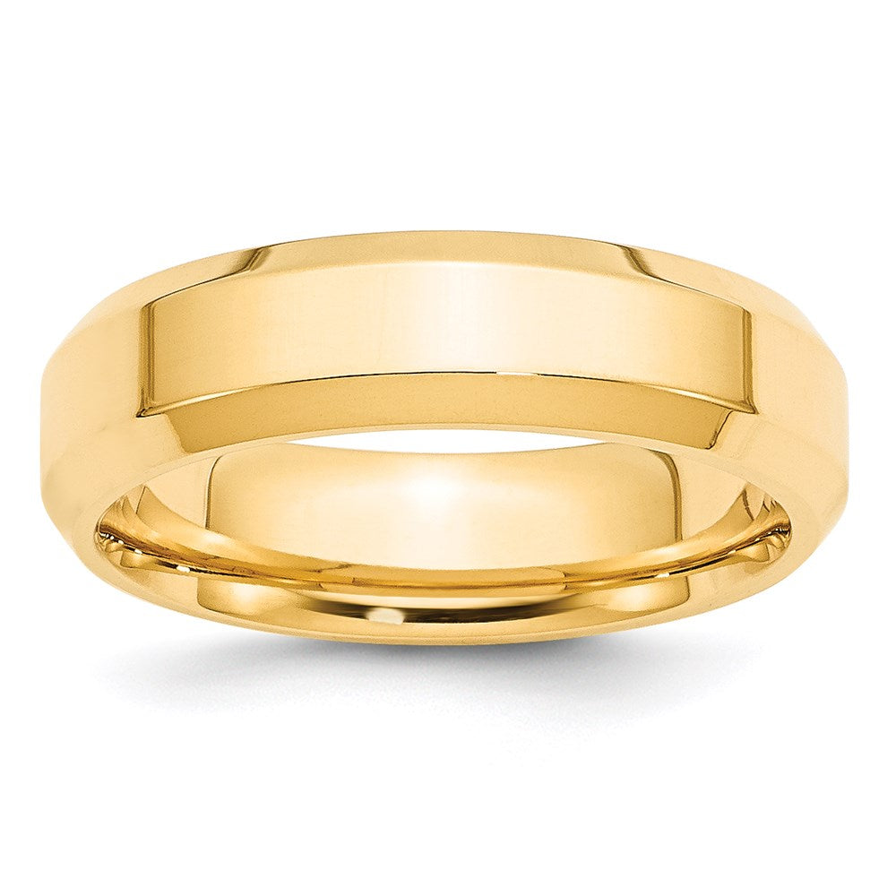 6mm 14K Yellow Gold Beveled Edge Comfort Fit Band, Size 10.5, Item R12403-14KY-105 by The Black Bow Jewelry Co.