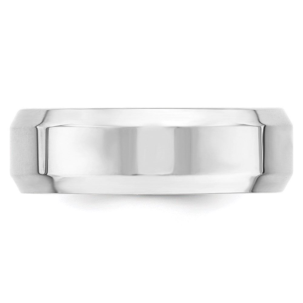 Alternate view of the 7mm 14K White Gold Beveled Edge Comfort Fit Band, Size 5 by The Black Bow Jewelry Co.