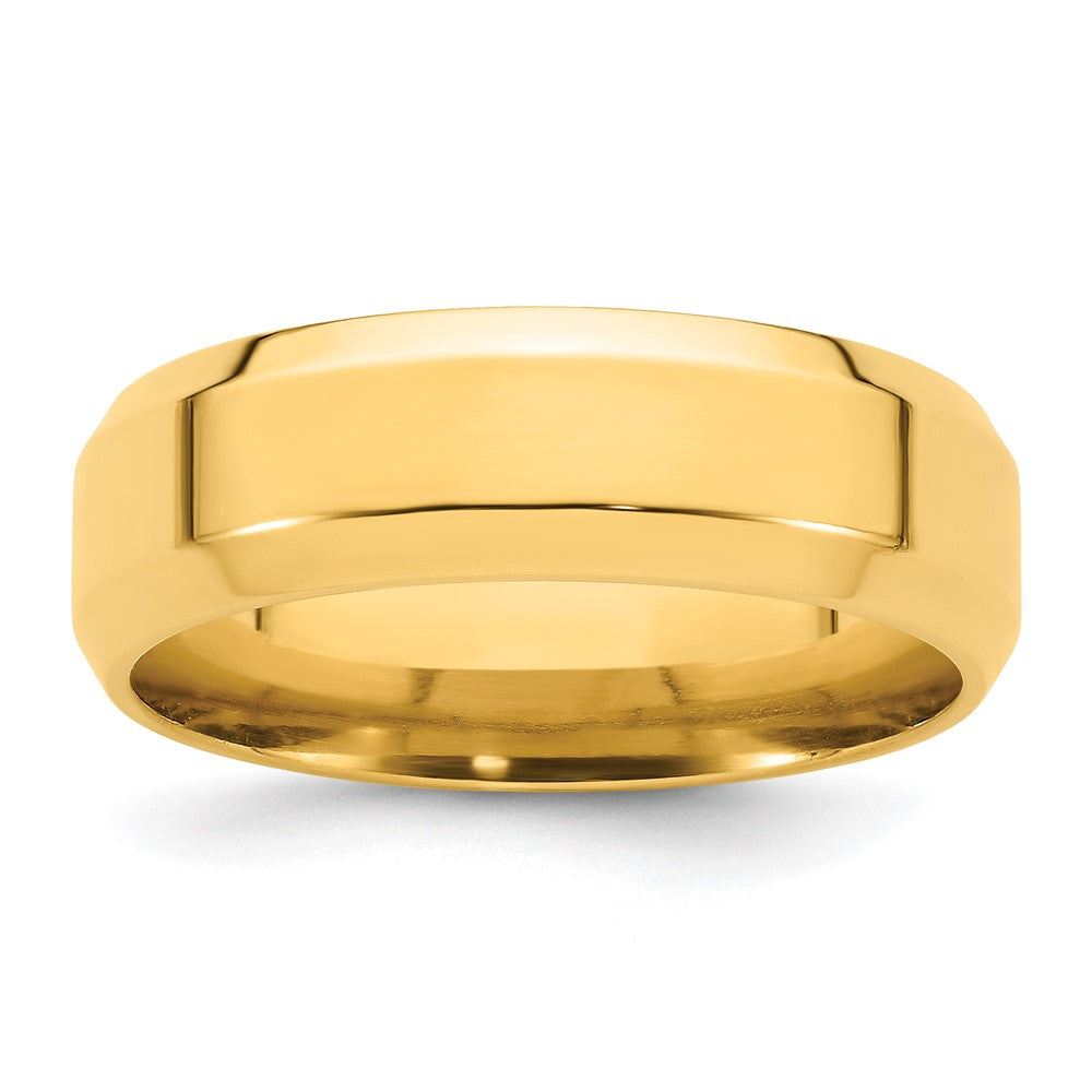 7mm 14K Yellow Gold Beveled Edge Comfort Fit Band, Size 5, Item R12404-14KY-05 by The Black Bow Jewelry Co.