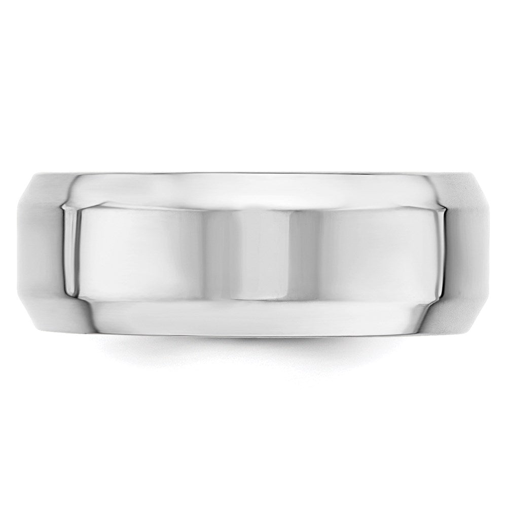 Alternate view of the 8mm 14K White Gold Beveled Edge Comfort Fit Band, Size 5 by The Black Bow Jewelry Co.