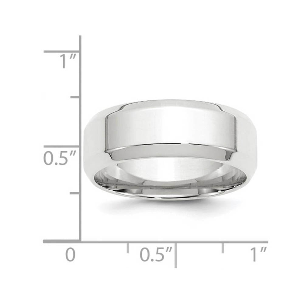 Alternate view of the 8mm 14K White Gold Beveled Edge Comfort Fit Band, Size 5 by The Black Bow Jewelry Co.