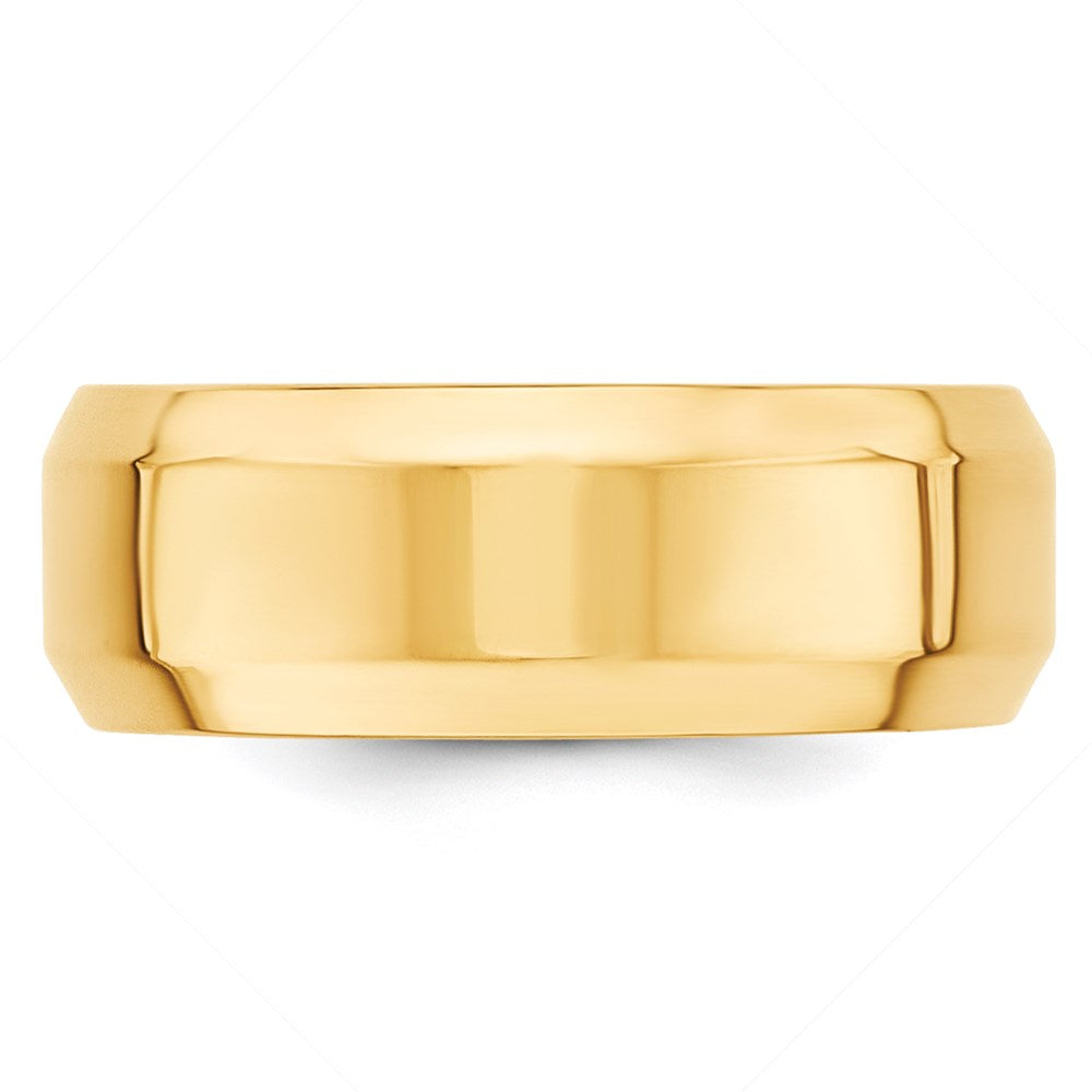 Alternate view of the 8mm 14K Yellow Gold Beveled Edge Comfort Fit Band, Size 5 by The Black Bow Jewelry Co.