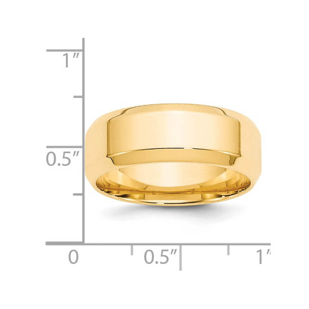 Alternate view of the 8mm 14K Yellow Gold Beveled Edge Comfort Fit Band, Size 5 by The Black Bow Jewelry Co.