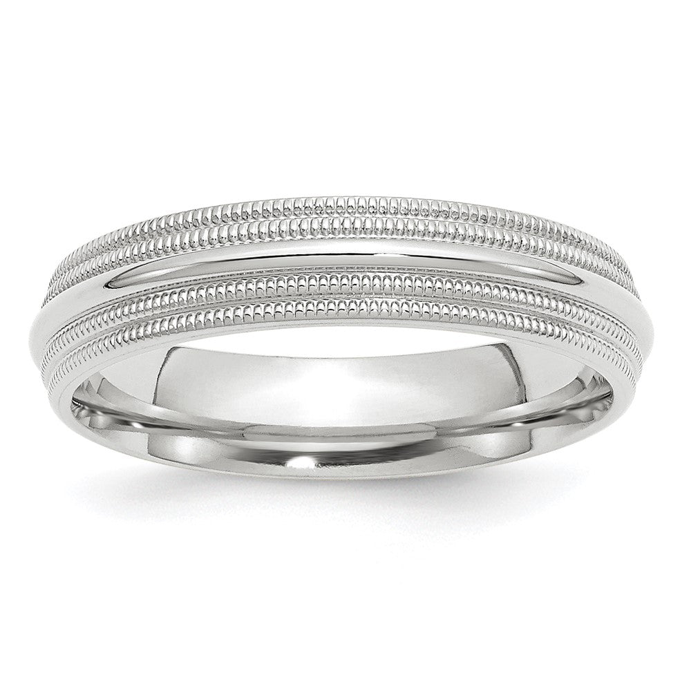 5mm 10K White Gold Double Milgrain Edge Comfort Fit Band, Size 4, Item R12406-10KW-04 by The Black Bow Jewelry Co.