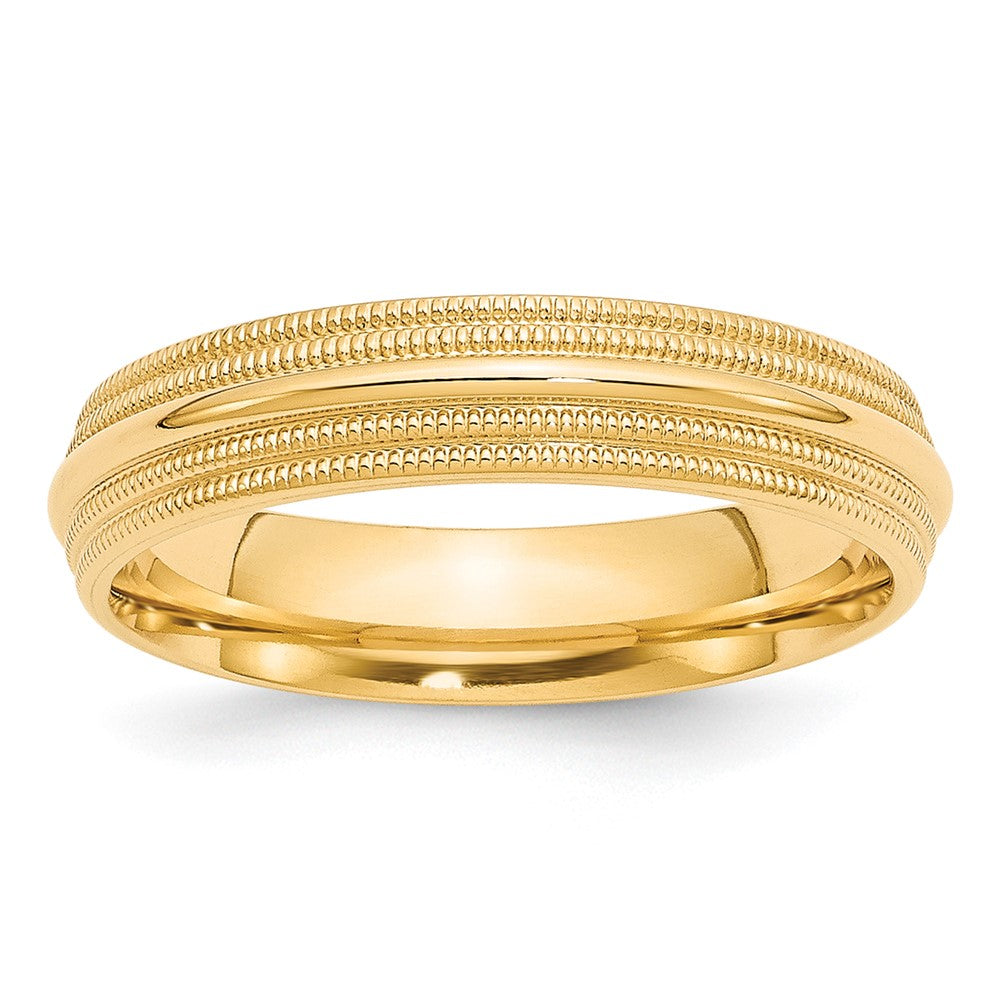 Alternate view of the 5mm 10K White or Yellow Gold Double Milgrain Edge Comfort Fit Band by The Black Bow Jewelry Co.