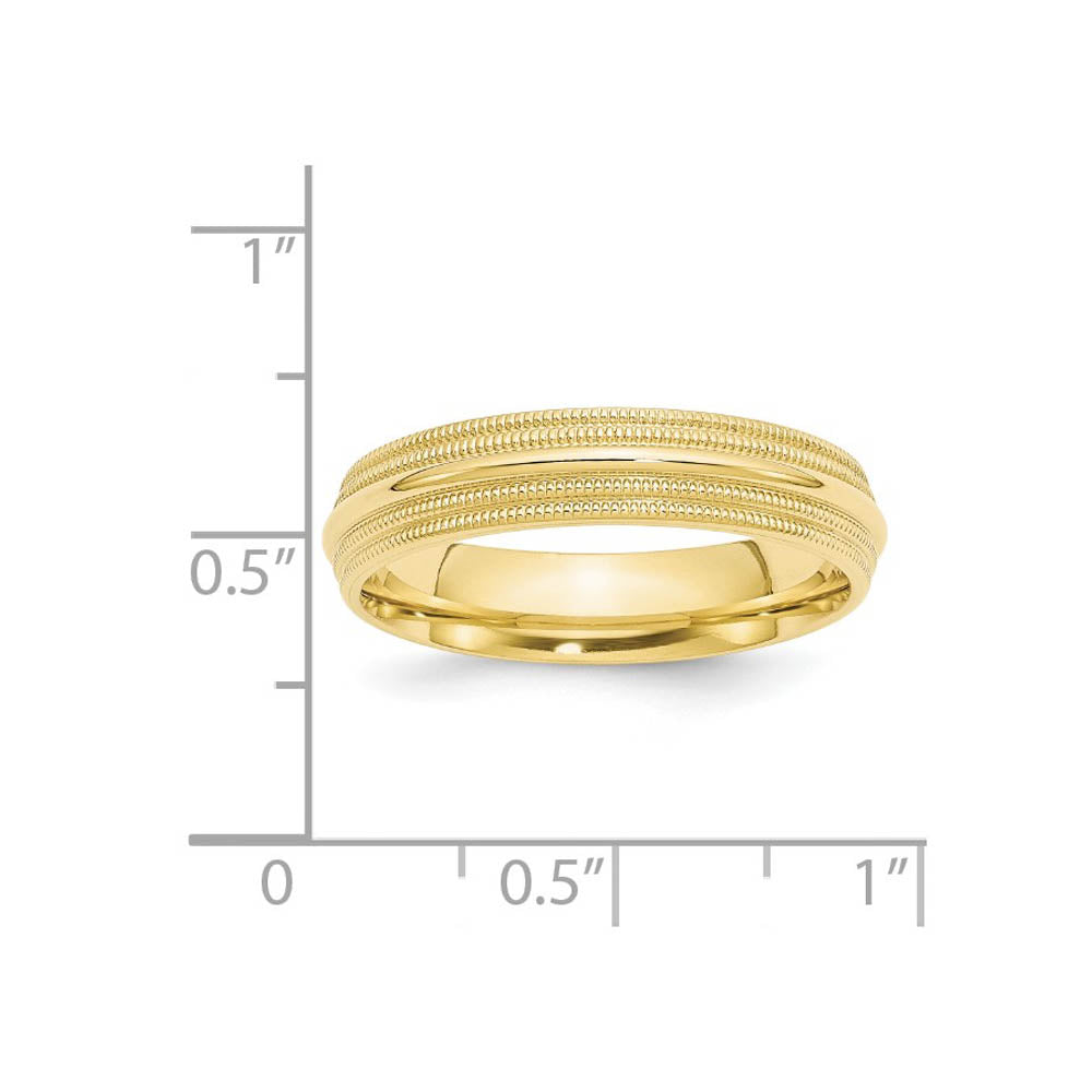 Alternate view of the 5mm 10K Yellow Gold Double Milgrain Edge Comfort Fit Band, Size 4 by The Black Bow Jewelry Co.
