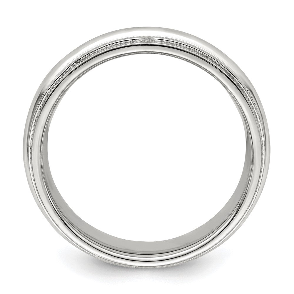 Alternate view of the 6mm 10K White Gold Double Milgrain Edge Comfort Fit Band, Size 4 by The Black Bow Jewelry Co.