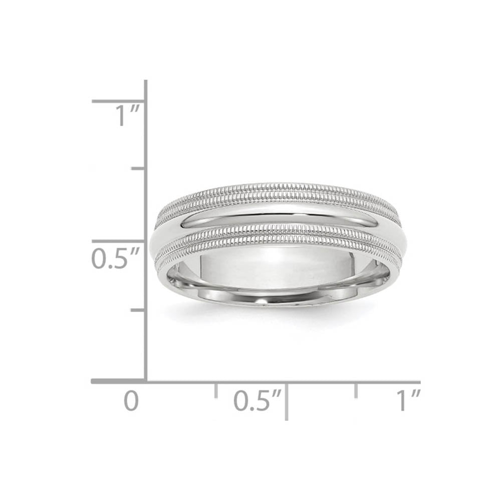 Alternate view of the 6mm 10K White Gold Double Milgrain Edge Comfort Fit Band, Size 4 by The Black Bow Jewelry Co.